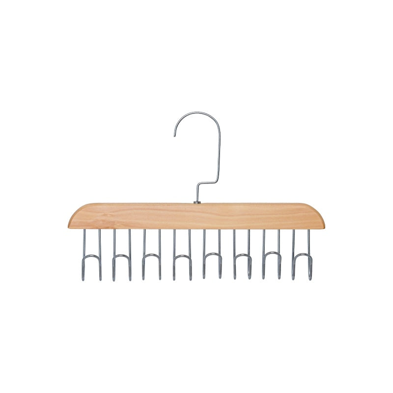 Natural Wooden Belt Hanger with 8 Hooks / Hanging Tie Rack