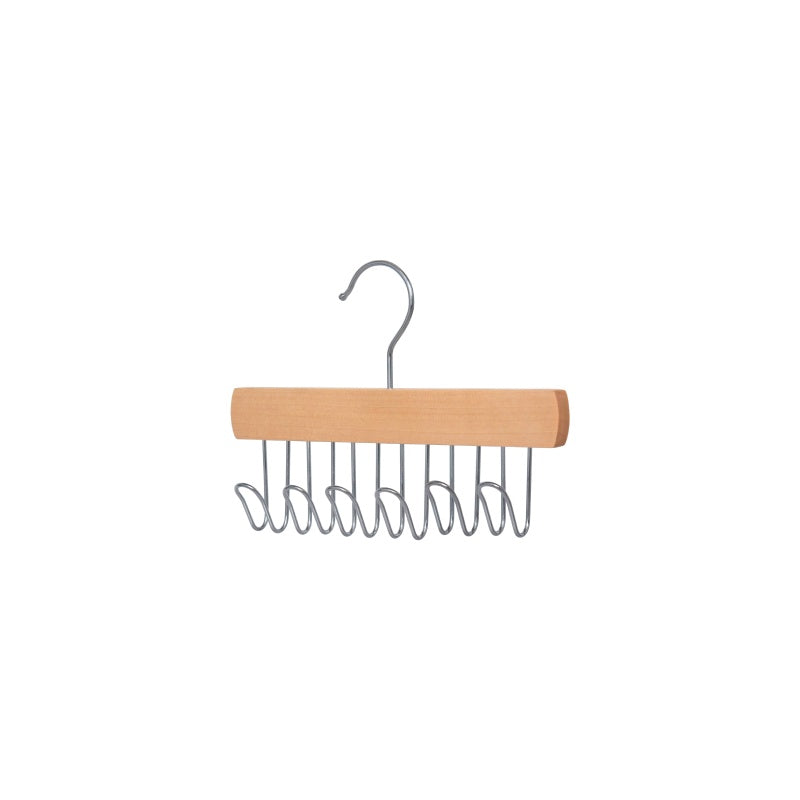 Natural Wooden Belt Hanger with 8 Hooks / Hanging Tie Rack