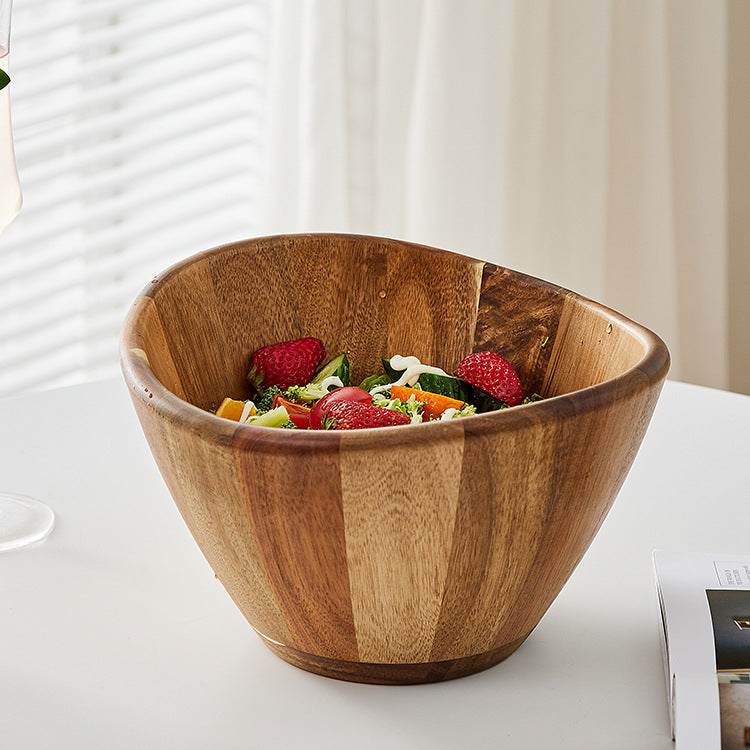 Large Wood Salad Bowl in Wave Shape at Low Price GreenLivingLife