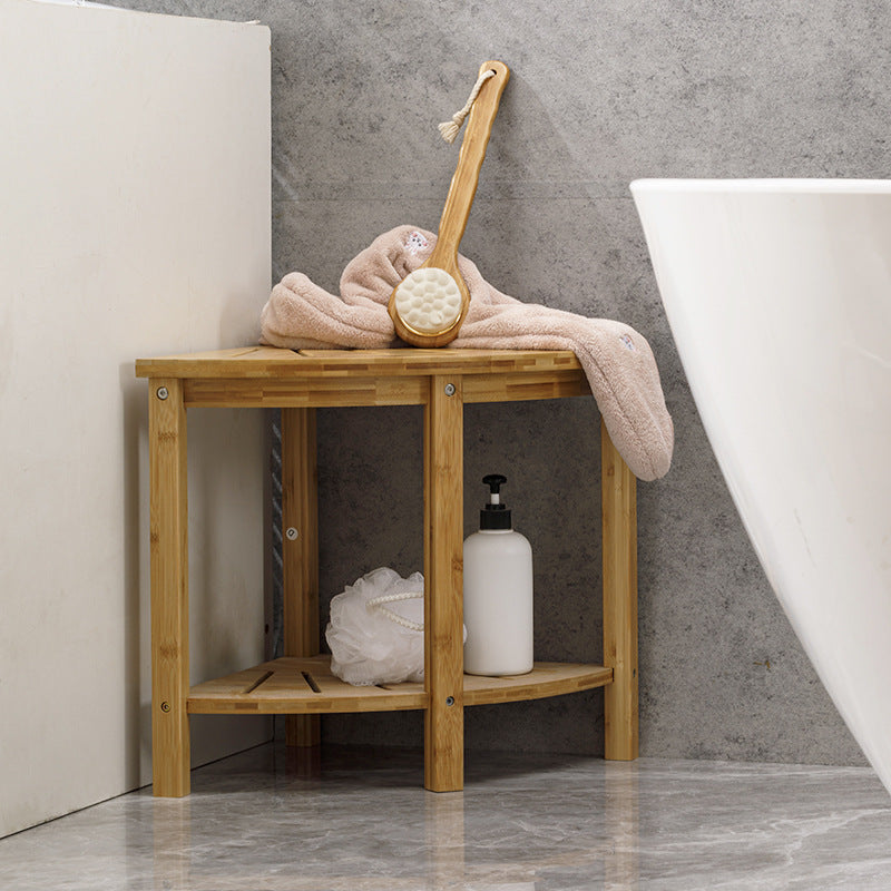 2-Tier Bathroom Shelf Corner – Bamboo Shower Bench
