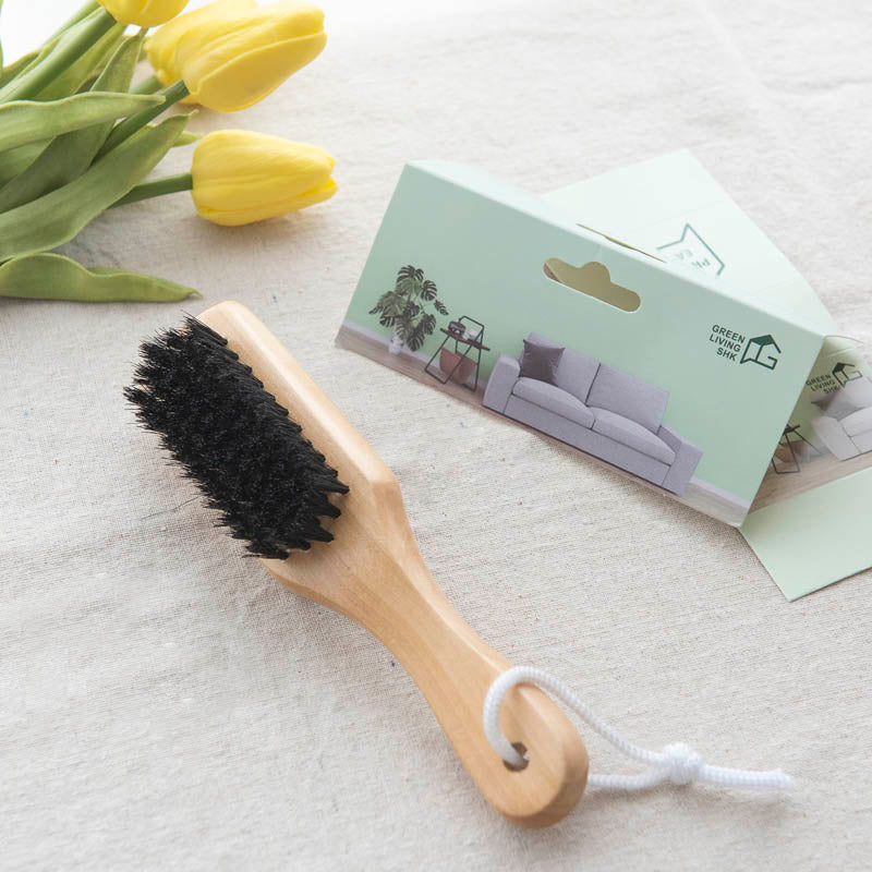 Natural Bristles Shoes Cleaning Brush With Lotus Wood Handle