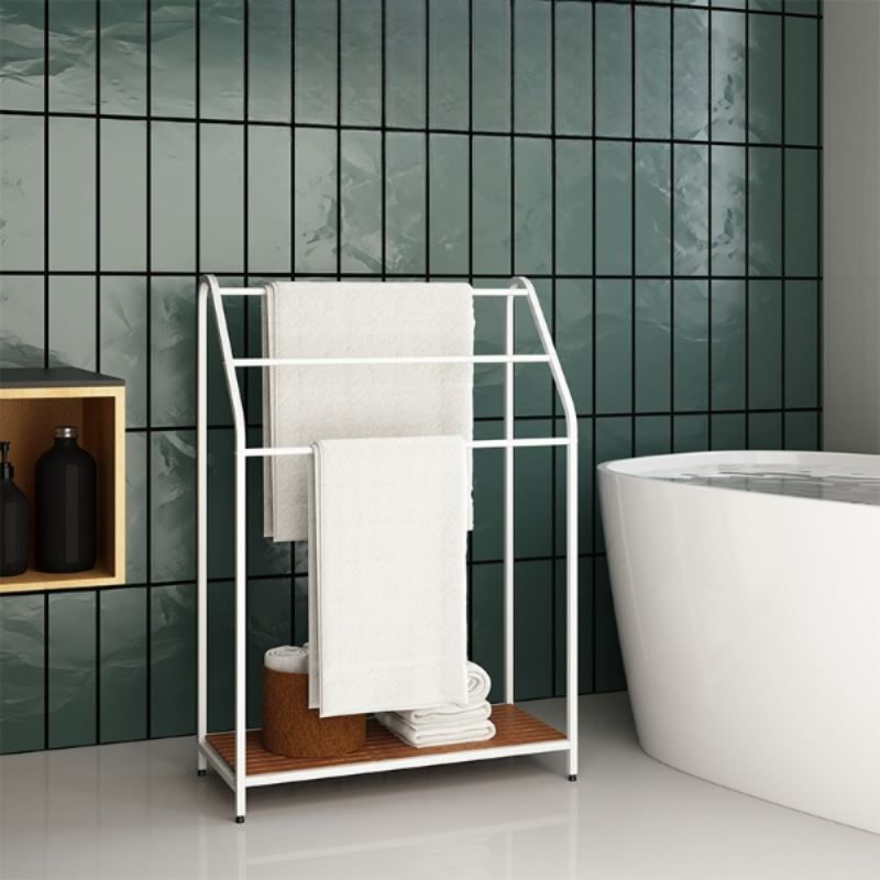 Freestanding Towel Shelf for Bathroom / White Bathroom Towel Rack Shelf