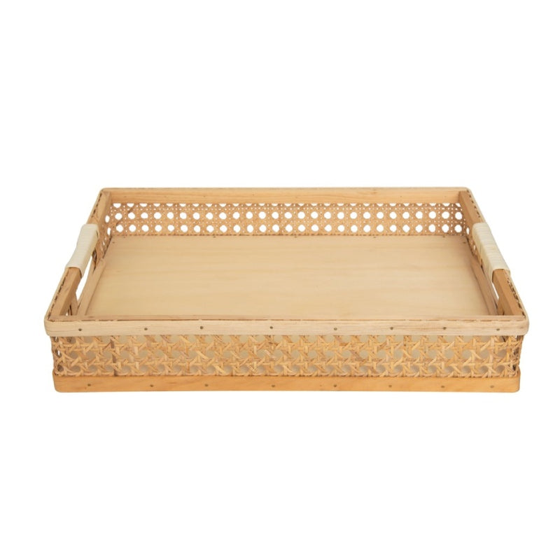 Decorative Rattan Tray with Handles