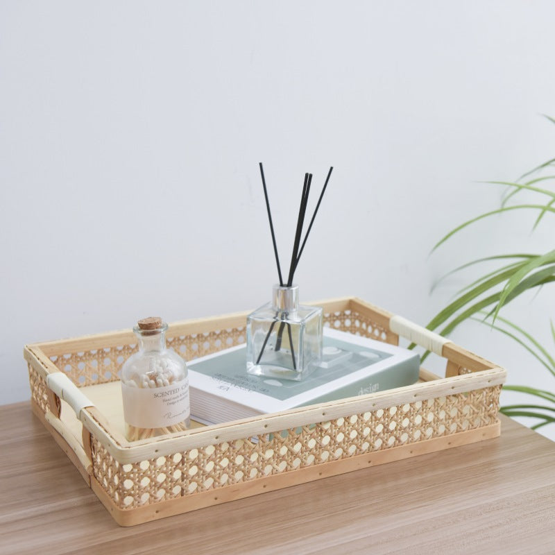 Decorative Rattan Tray with Handles