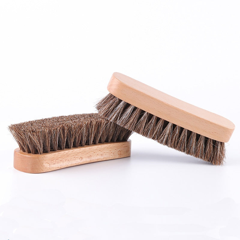 Extra Large Wooden Handcrafted Horsehair Shoe Brush for Leather Shining & Cleaning