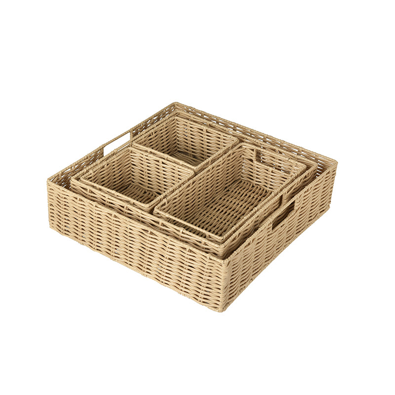 We think storage.™ Resin Rattan Storage Bin, Beige (Set Of 5)