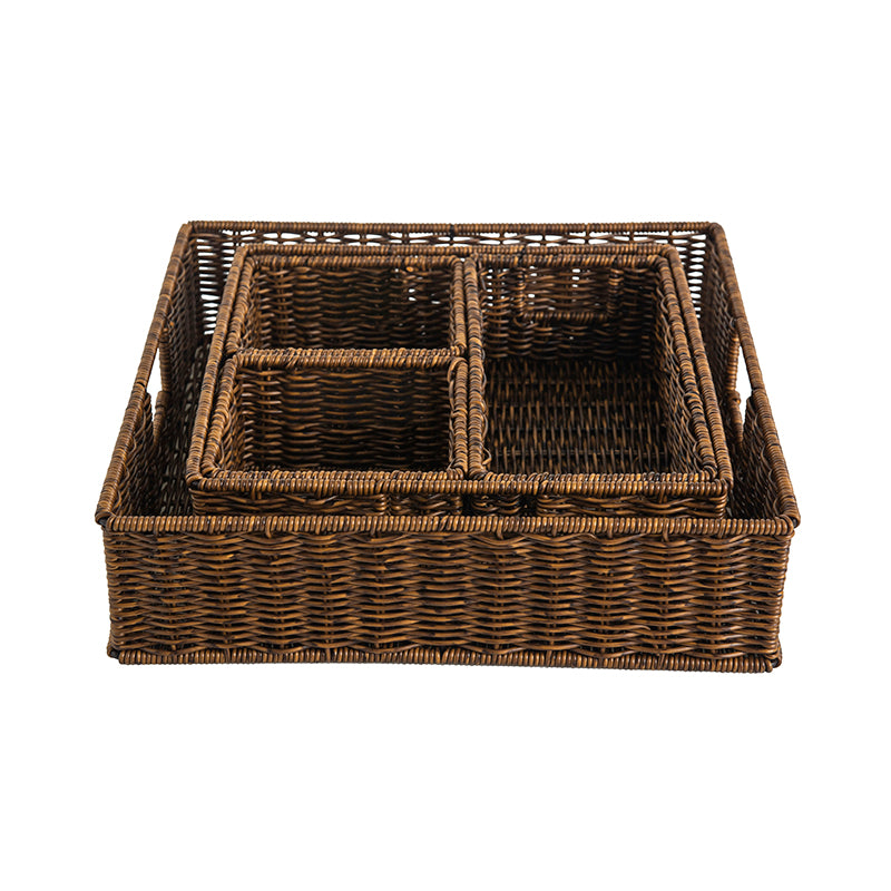 We think storage.™ Resin Rattan Storage Bin, Brown (Set Of 5)