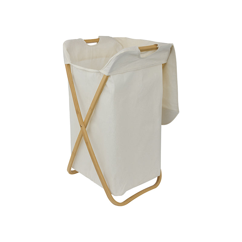 We think storage™ Bamboo X-Frame Hamper with Lid & Handles Ivory