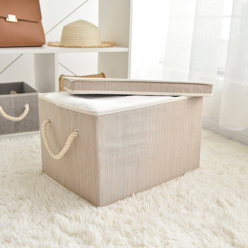 We think storage.™ 34L Foldable Organizing Storage Bin with Rope Handle and Lid (Beige/Gray/White)