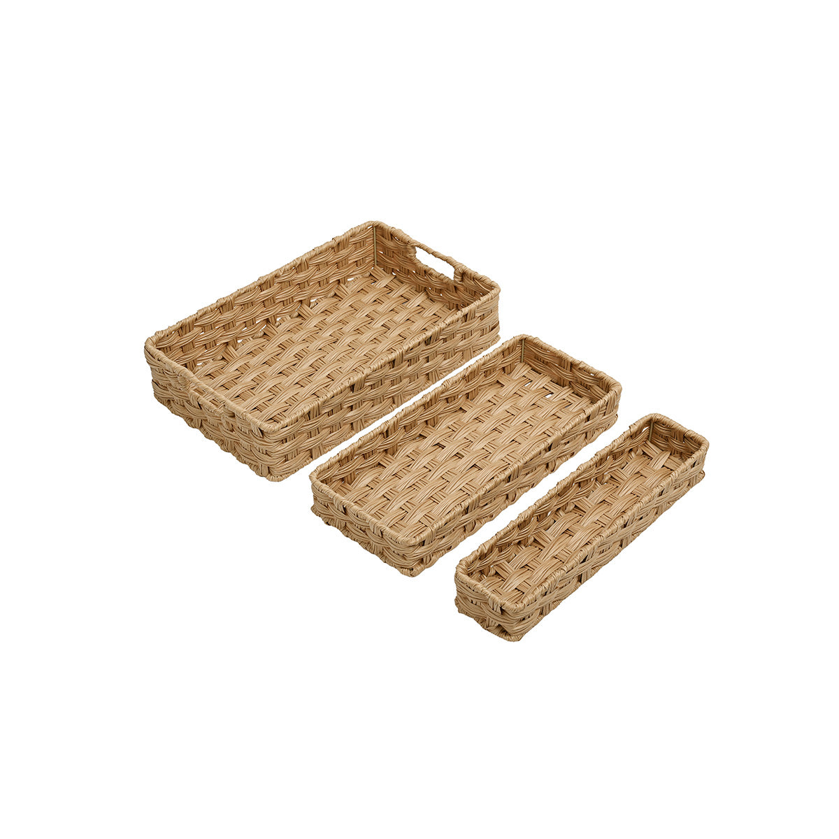 We think storage.™ Resin Rattan Storage Bins for Desktop Storage (Set of 3)