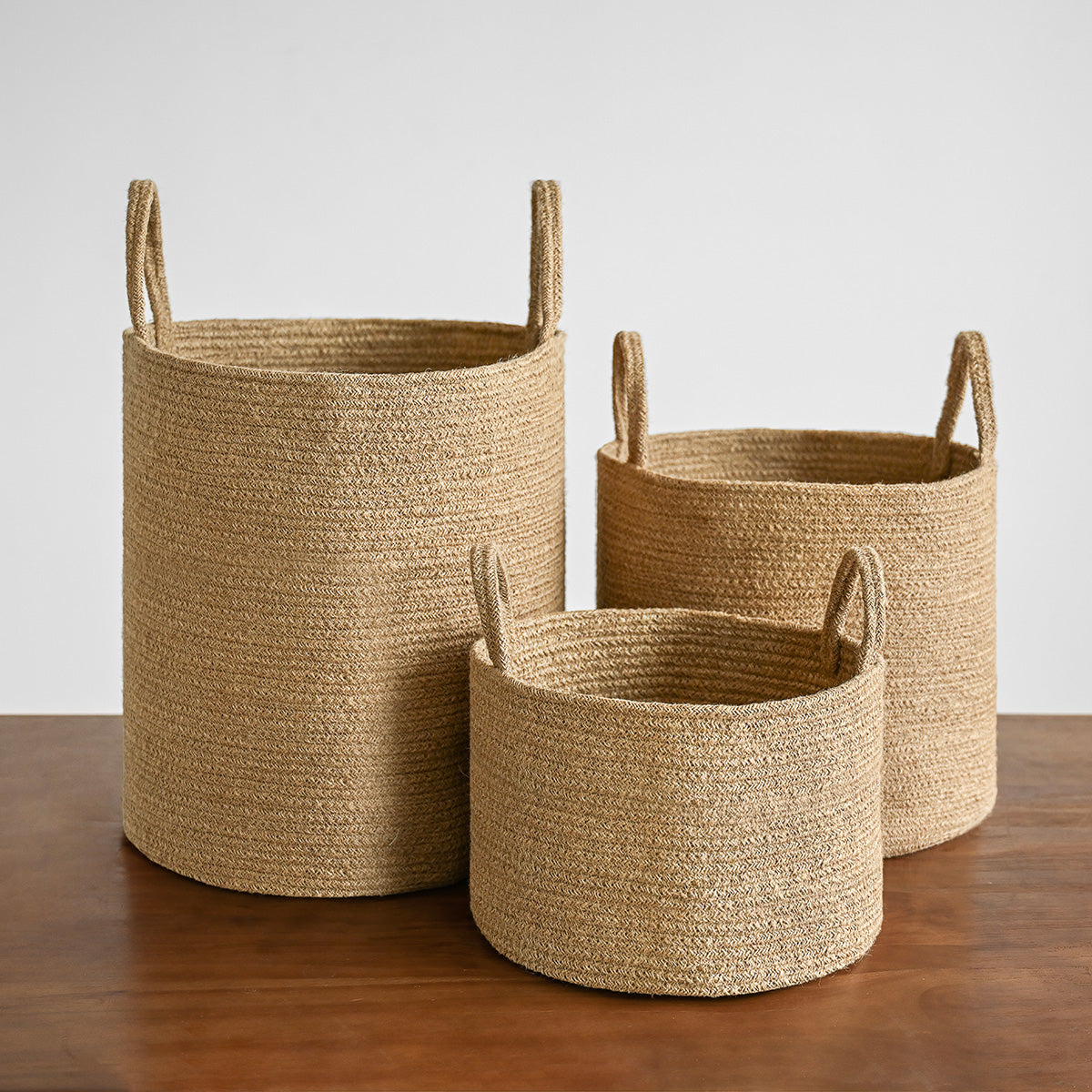 We think storage.™ Natural Jute Storage Bins with Handles (Set of 3)