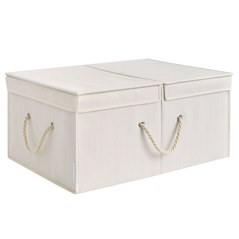 We think storage.™ 65L Foldable Organizing Storage Bin with Double Lids (Beige/Gray/White)