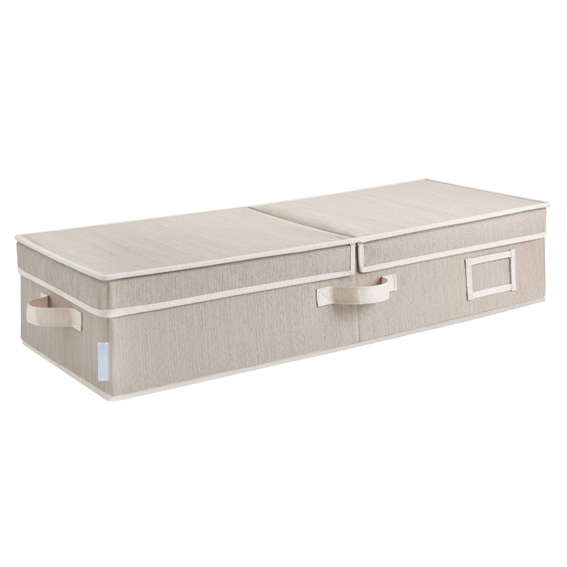 We think storage.™ 30" x 12" x 6.5" Foldable Under Bed Organizer with Double Folding Lid (Beige/Gray/White)