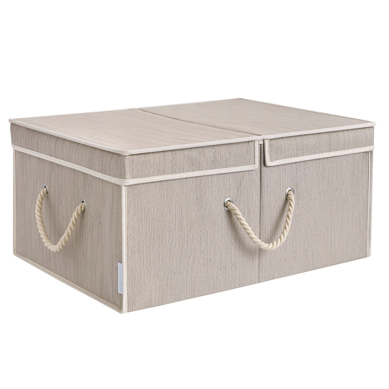 We think storage.™ 65L Foldable Organizing Storage Bin with Double Lids (Beige/Gray/White)