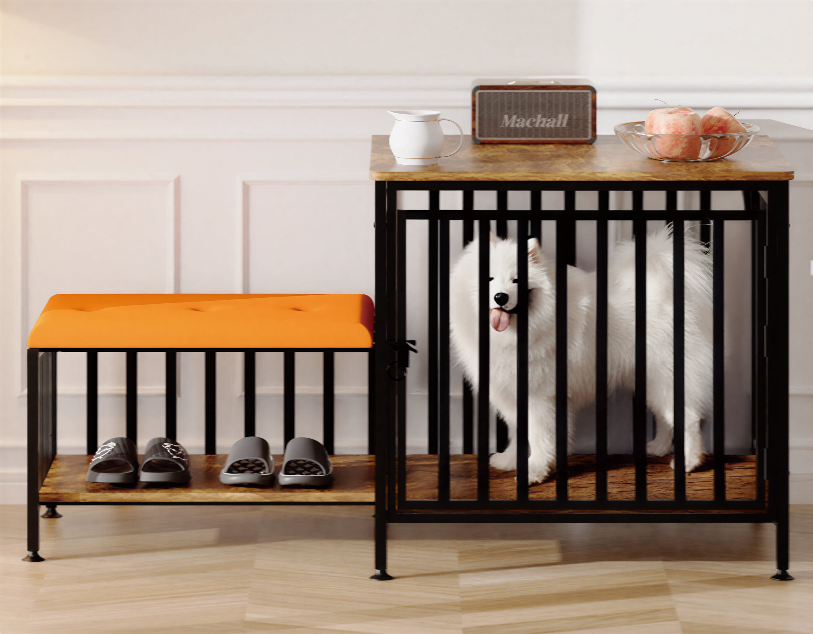 Shoe Bench Pet Furniture Crate | Multifunctional Dog Kennel Furniture ...