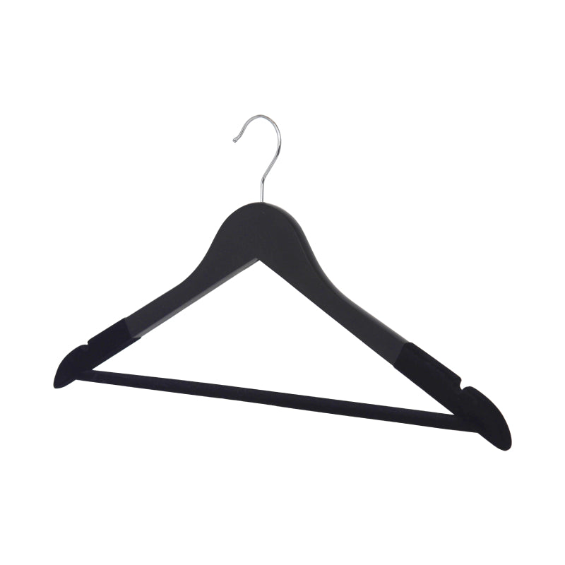 Natural Lightweight Black Wooden Hanger for Clothes