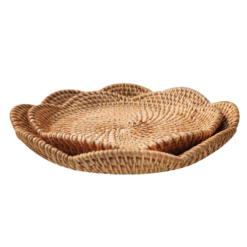Natural Flower Shape Rattan Basket for Bread Snack Fruit Vegetable