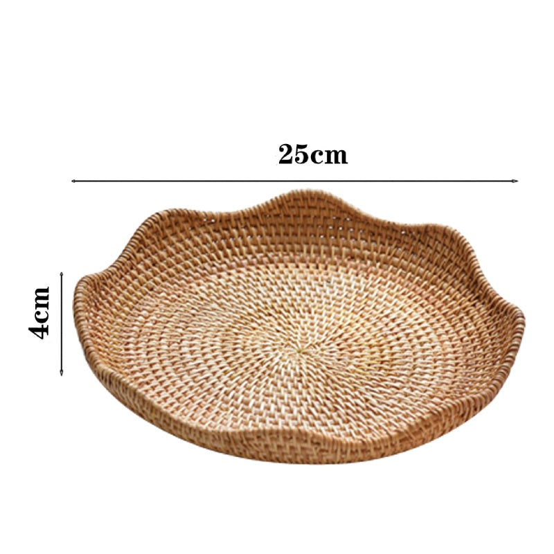 Natural Flower Shape Rattan Basket for Bread Snack Fruit Vegetable