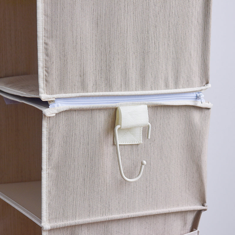 We think storage.™ 12" x 12" x 42" Foldable 6-Shelf Hanging Closet Organizers (Beige/Gray/White)