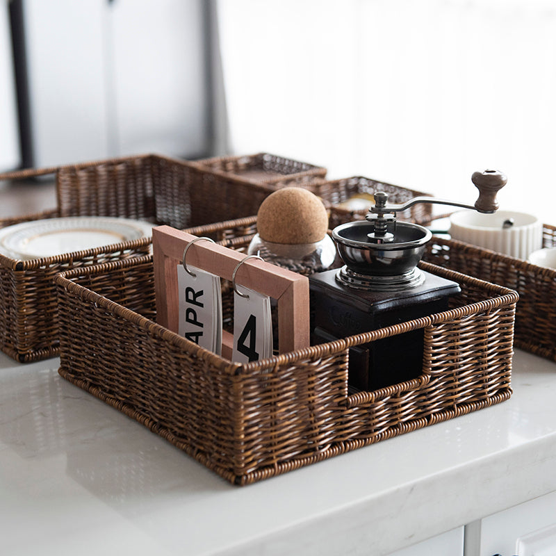 We think storage.™ Resin Rattan Storage Bin, Brown (Set Of 5)