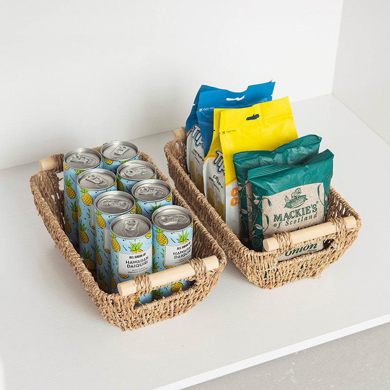 We think storage.™ Natural Seagrass Storage Baskets with Wooden Handles (Set Of 2)