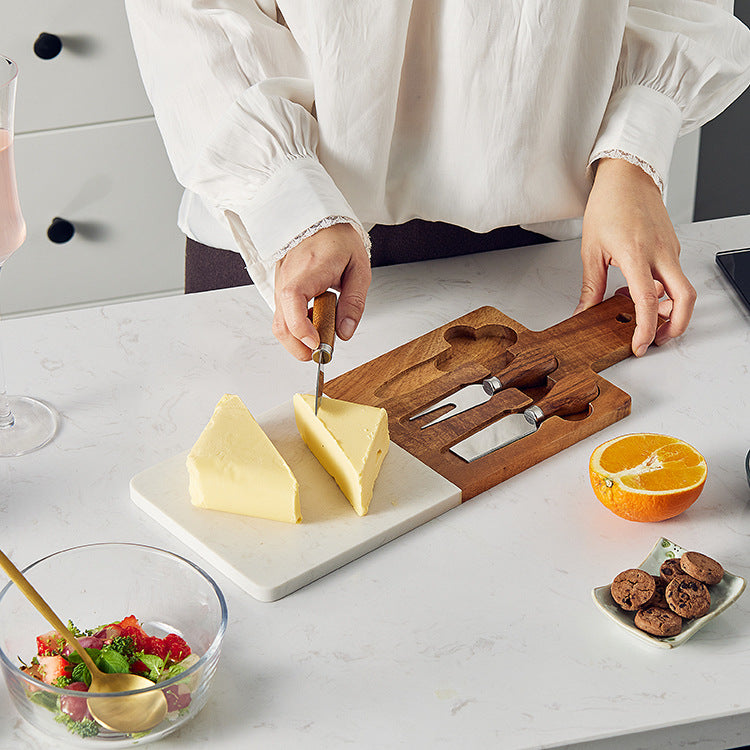 Wood and Marble Cheese Cutting Board