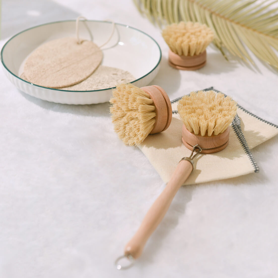dish brush with loofah sponges