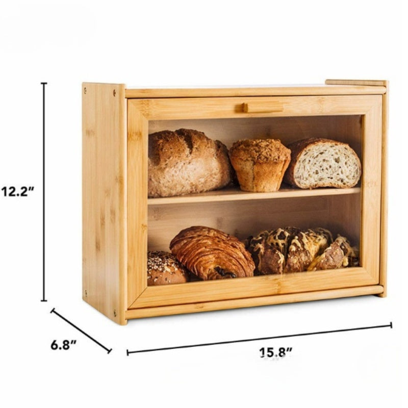 2-Tier Bamboo Wooden Bread Box