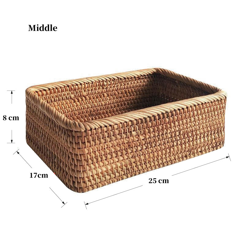 Rattan Woven Rectangular Basket -Middle