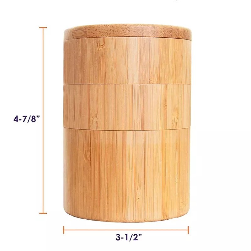3-Tier Wooden Spice Container with Magnetic Swivel Lids
