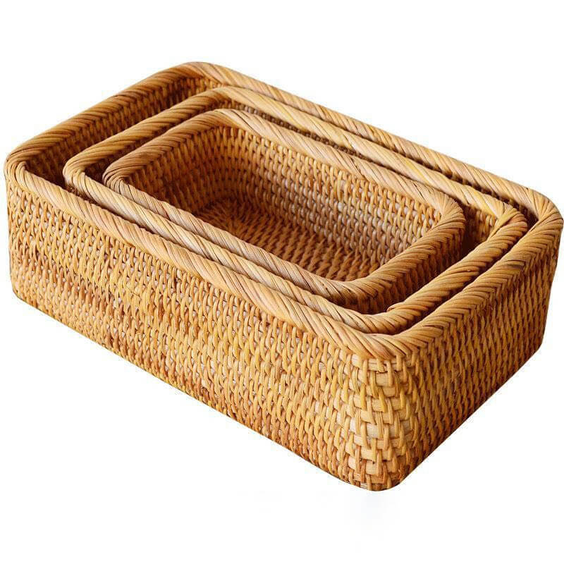 Rattan Woven Rectangular Basket 