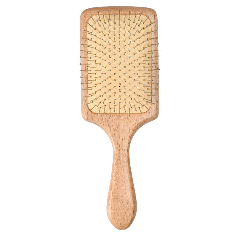Large Square Wooden Massage Hairbrush with Steel Needle