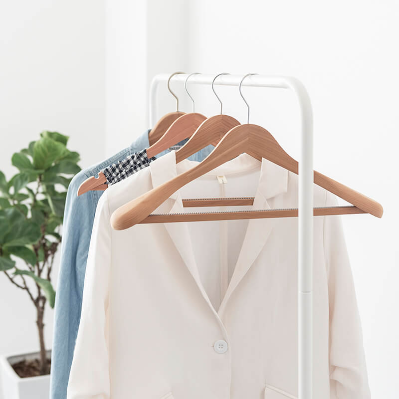 Cedar Coat Hanger with Broad Shoulders and NonSlip Ridged Trouser Bar