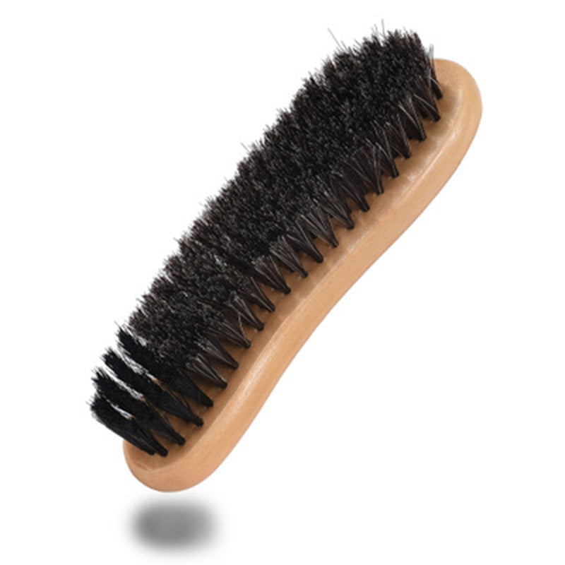 Premium Bamboo Horsehair Shoe Brush for Cleaning Shoes, Boots & Other Leather Care