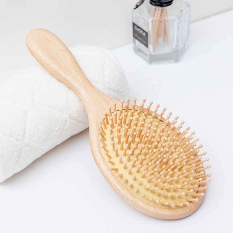 Natural Wooden Paddle Hair Brush for Hair and Massage Scalp