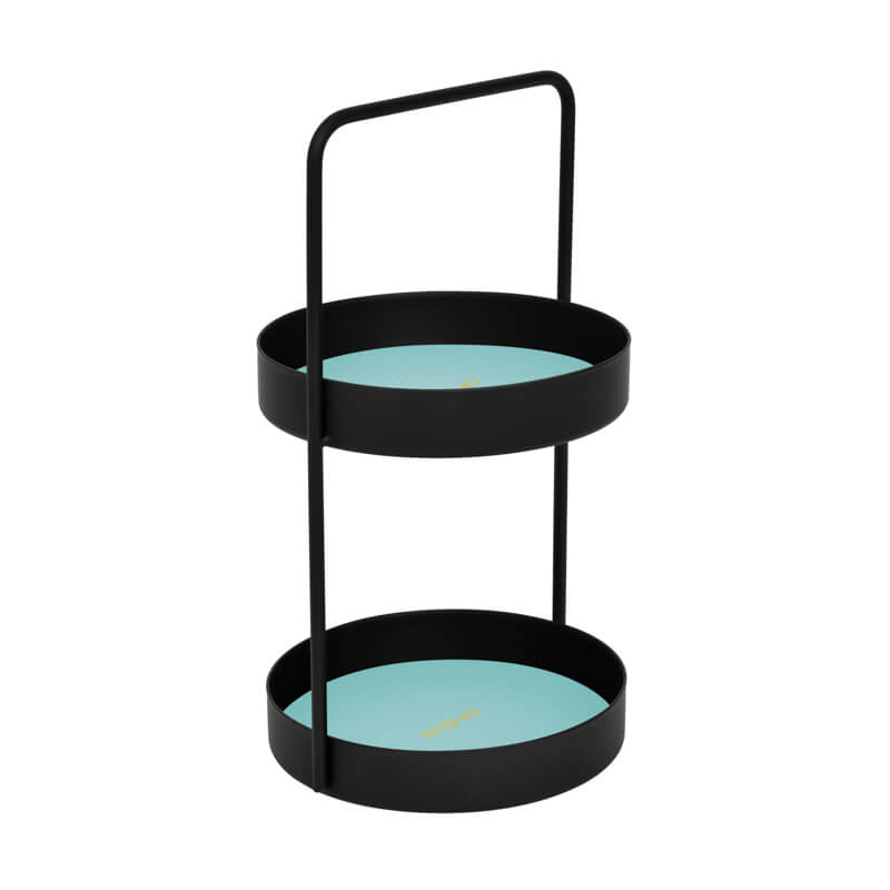 2-Tier Round Metal Decorative Tray on Counter/ at Home