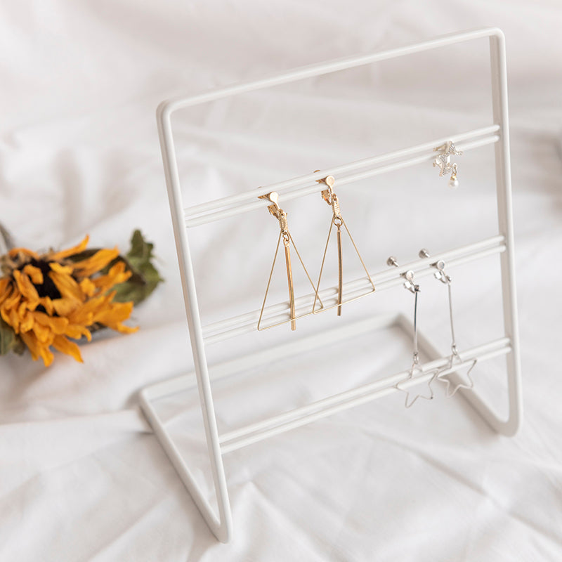 Contemporary White Metal Tower Earring Holder with Slits