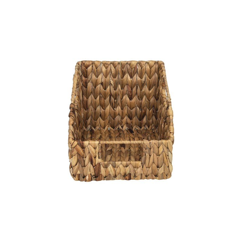 Hand Woven Water Hyacinth Wicker Storage Basket with Built-in Handles