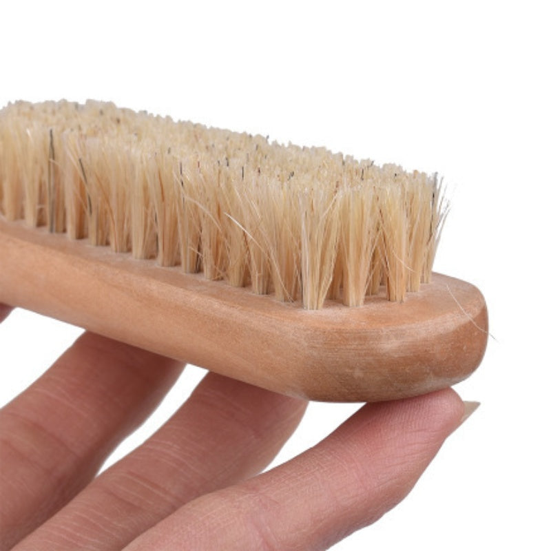Hangable Shoe Cleaning Brush with Long Wooden Handle 
