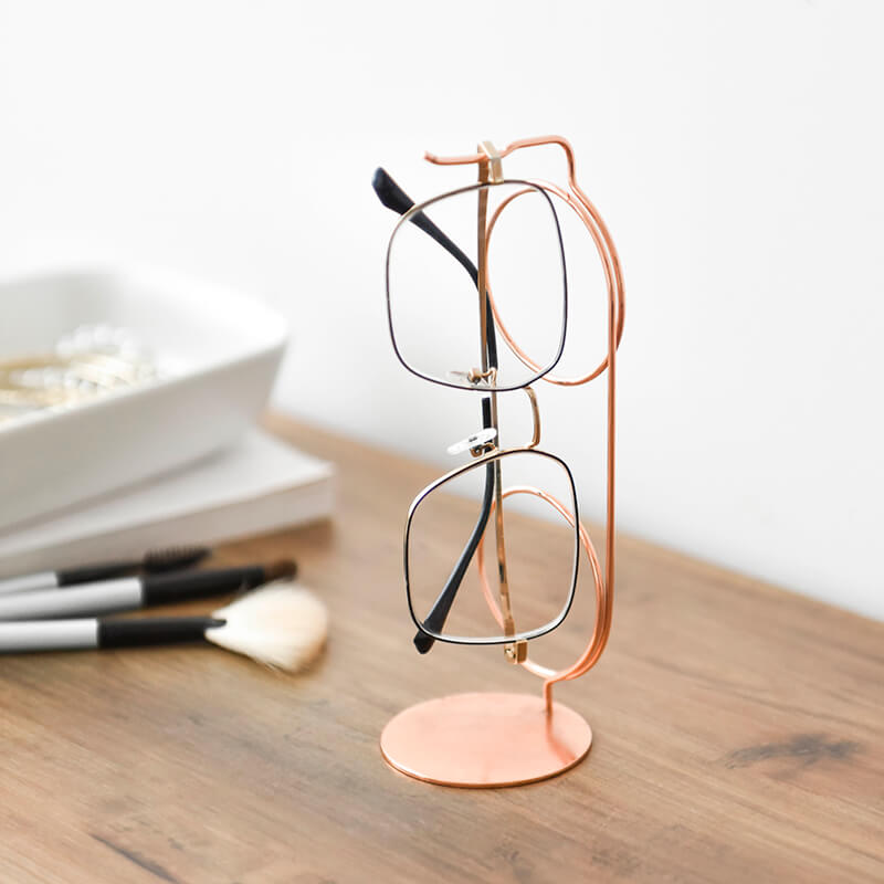 Rose Gold Spectacle Shaped Stand for Glasses/Metal Eyeglasses Display Holder