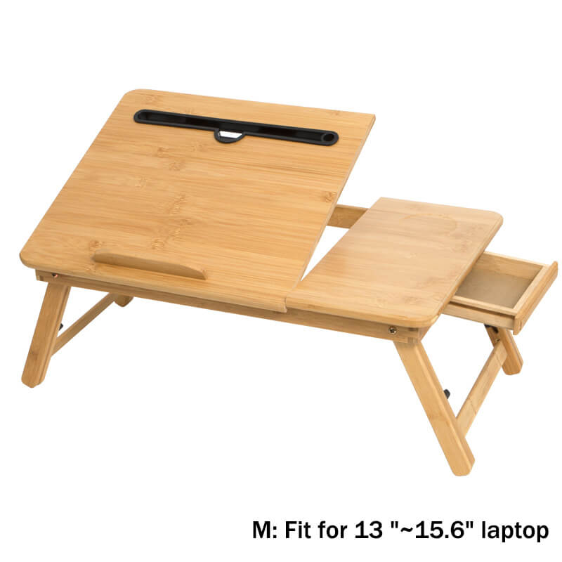 4 Angles Adjustable Bamboo Laptop Bed Desk for Writing/ Reading/ Eating/ Using Laptop