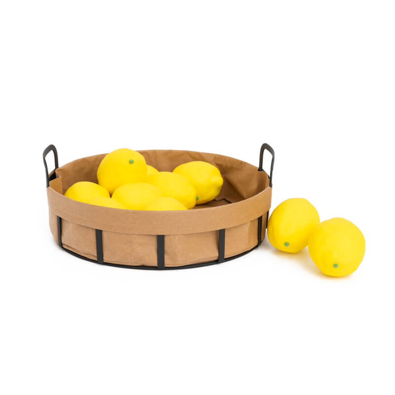 Round Metal Basket with Kraft Paper Washable for Kitchen GreenLivingLife