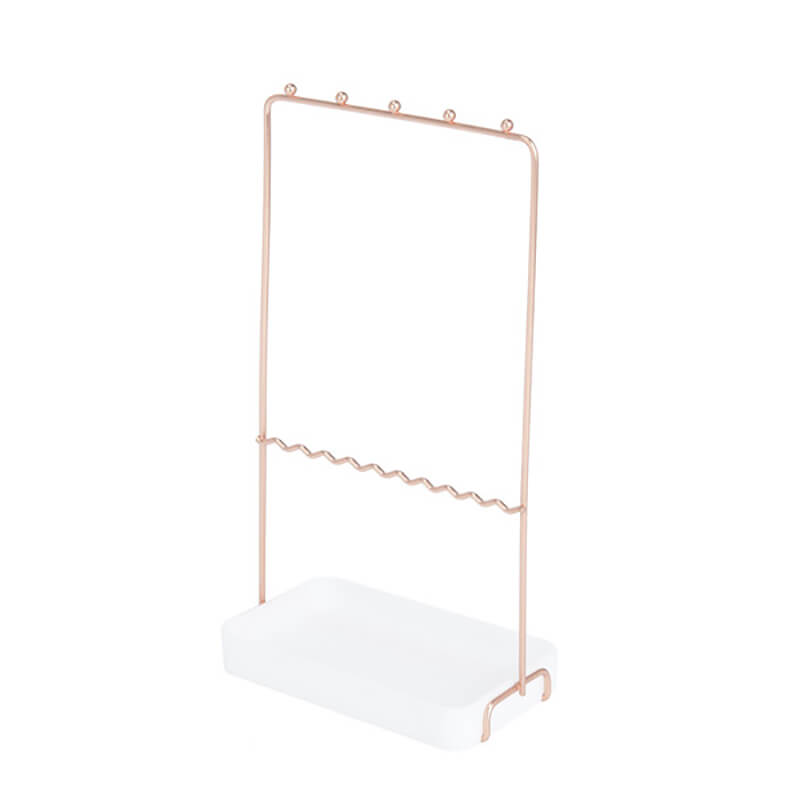 Chic 2-Tier Rose Gold Metal Jewelry Stand Holder/Hanger With Tray