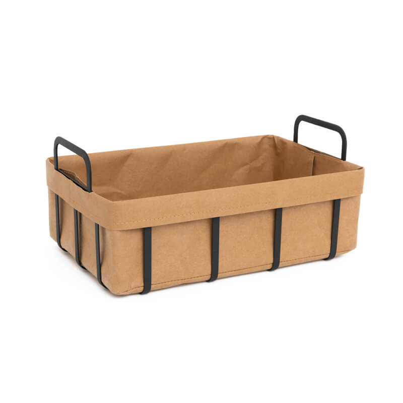 Metal Storage Basket with Removable Kraft Paper Washable for Food Storage