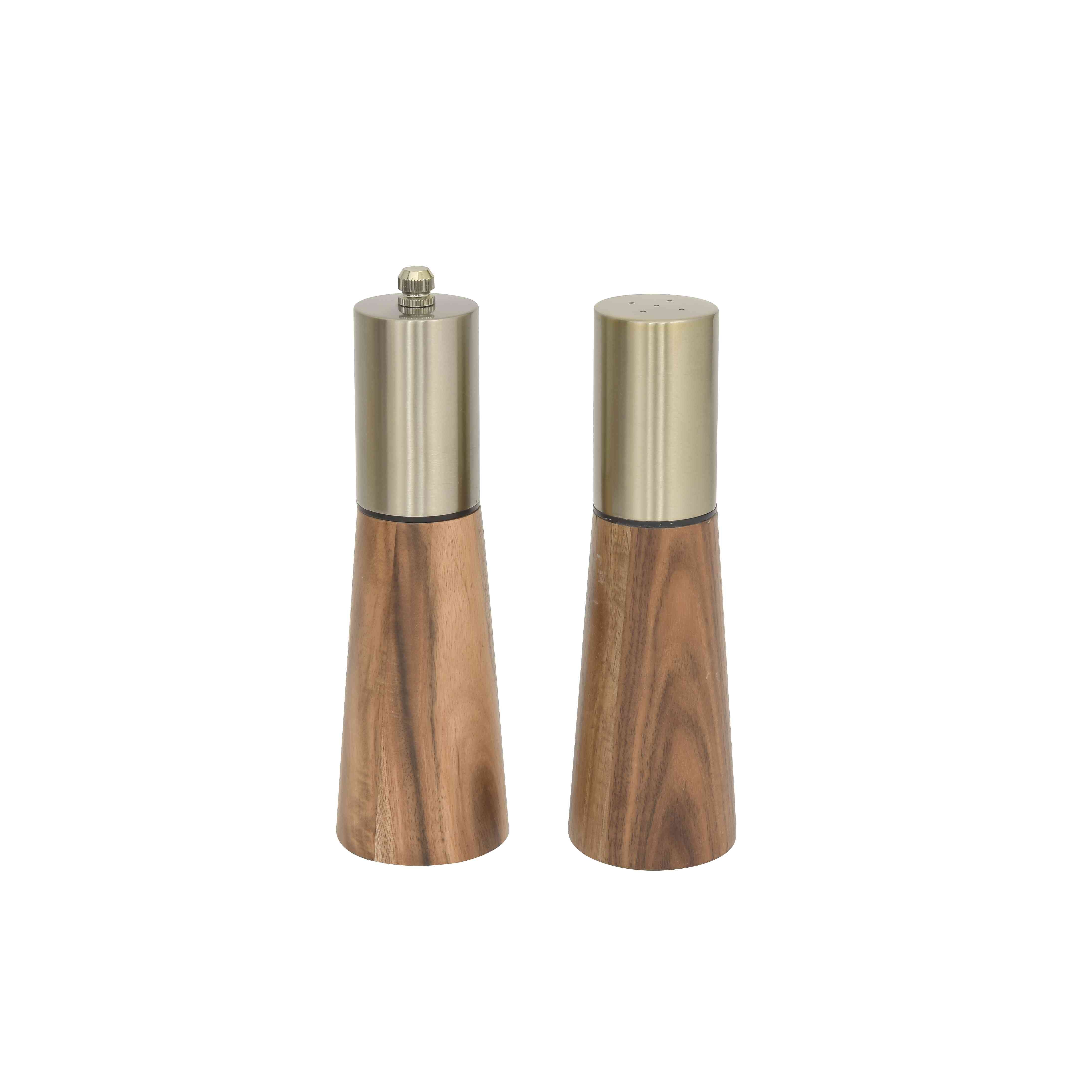 Acacia Wood Refillable Pepper Mill Grinder for Kitchen / Restaurant (Set of 2)