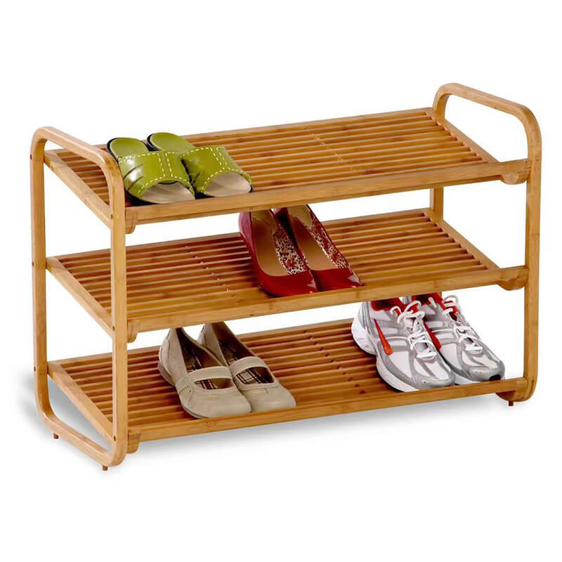 3-Tier Free Standing Wooden Shoe Rack for Bedroom/ Hallway/ Closet