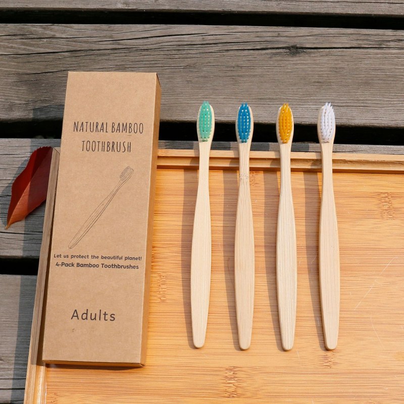 Natural Soft Bristle Bamboo Toothbrush Set For Adults
