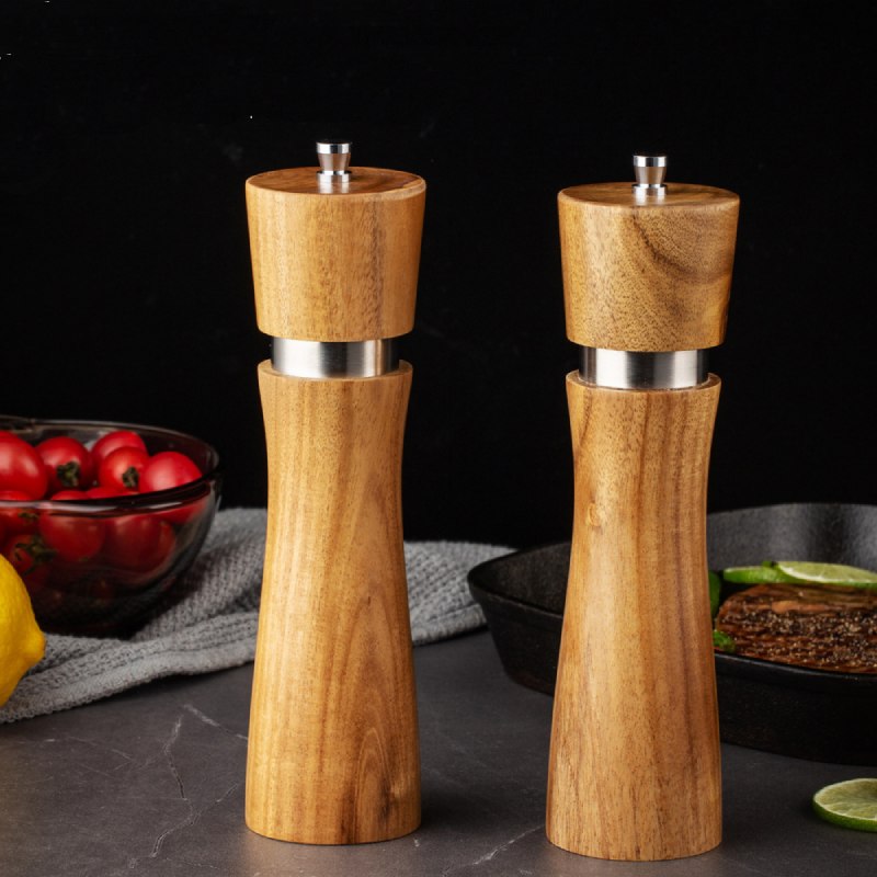 Sustainable Wooden Salt and Pepper Grinder for Seasoning/ Cooking/ Dining (Set of 2)