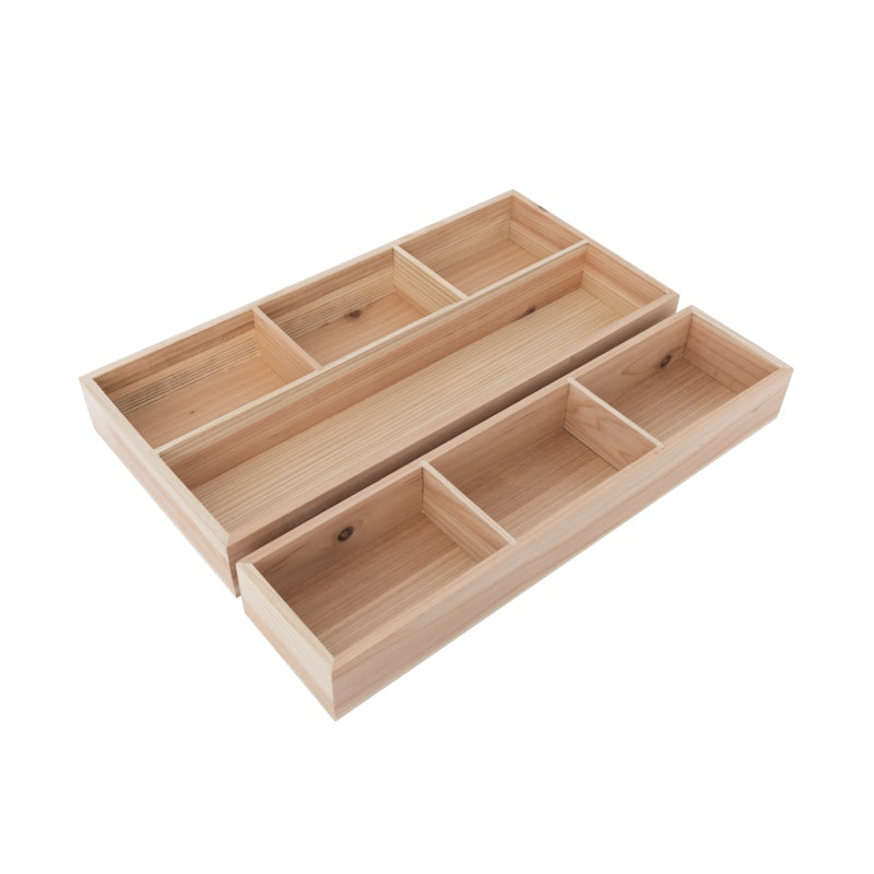 Premium Wood Kitchen Drawer Organizer for Utensils / Flatware (Set of 2)