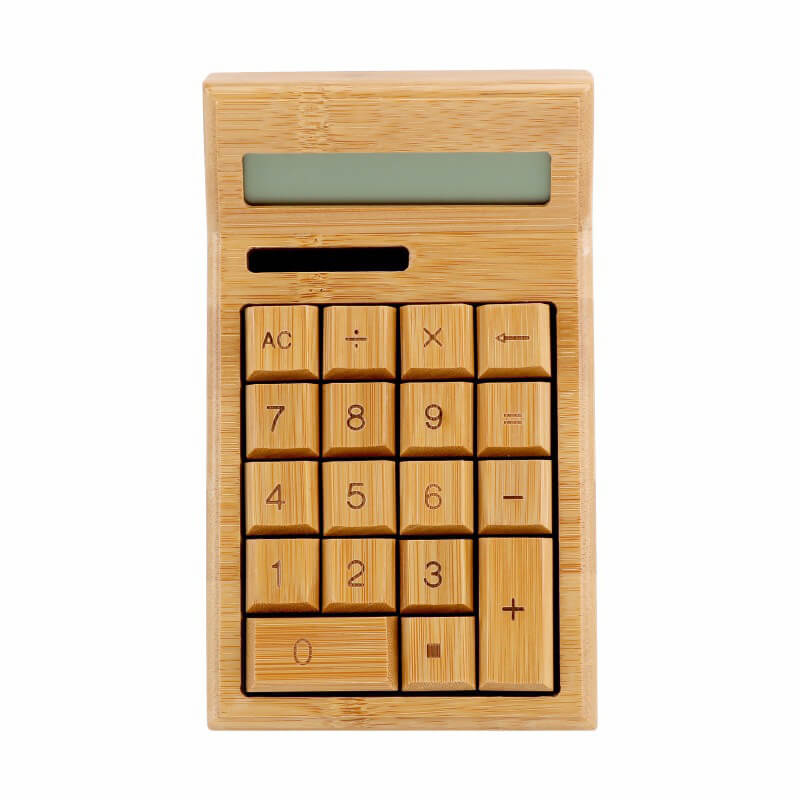 Natural Wooden Polar Calculator With Large 12 Digital Display For Gift/Study